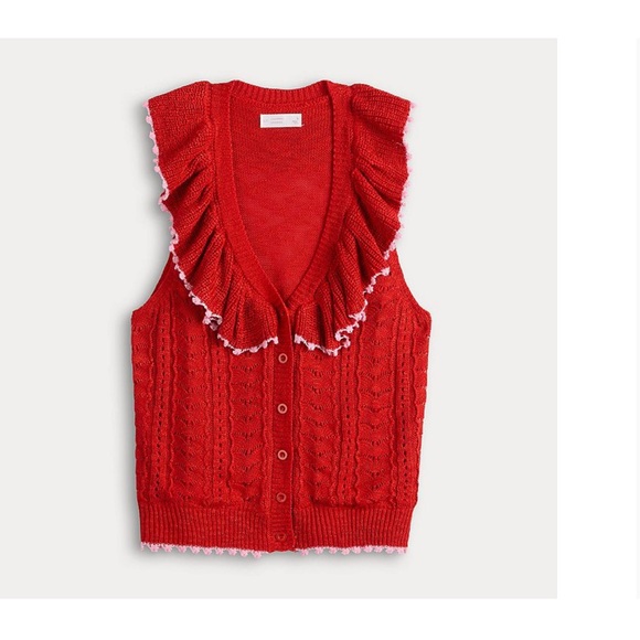 LC Lauren Conrad Tops - NWT LC Lauren Conrad Red Ruffled Knit Top Sz XL $40